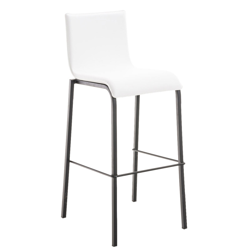 Tabouret de bar Avola en cuir, plat, B78 blanc