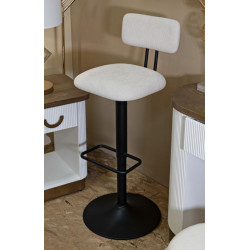 Tabouret de bar relevable blanc clair 41 x 47,5 x 85-106,5 cm (assise 61-83 cm) lot de 2