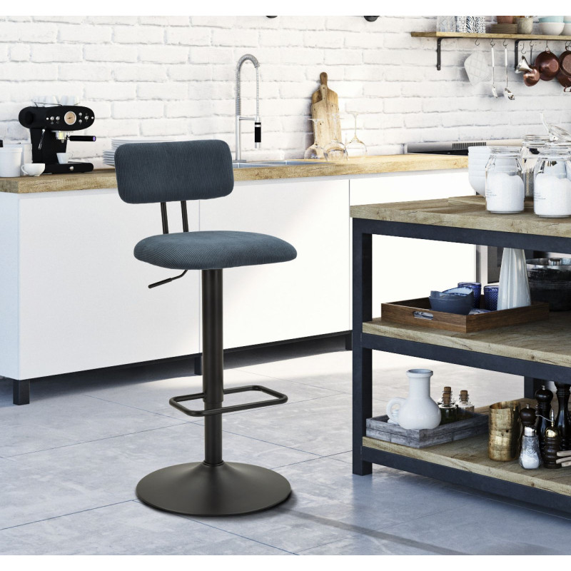 Tabouret de bar relevable bleu marine clair 41 x 47,5 x 85-106,5 cm (assise 61-83 cm) lot de 2
