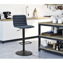Tabouret de bar relevable haut bleu marine, dimensions : 43 x 49,5 x 85,5-107 cm (assise : 61-82,5 cm), lot de 2 pièces