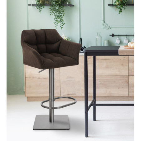 Tabouret de bar Damaso E en tissu marron