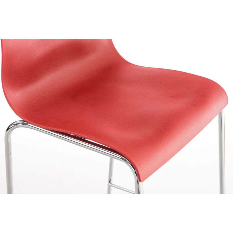 Tabouret de bar chromé Hoover avec cadre à 4 pieds rouge