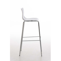Tabouret de bar Hoover, chromé, structure à 4 pieds blanc