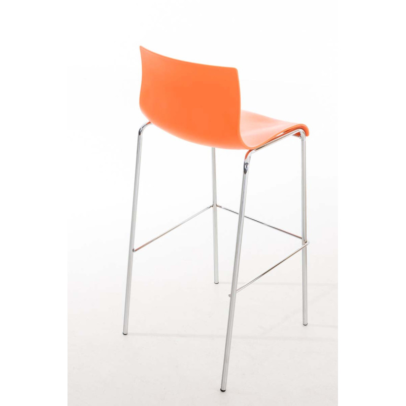Tabouret de bar chromé Hoover avec cadre à 4 pieds orange