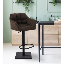 Tabouret de bar Damaso B en tissu marron