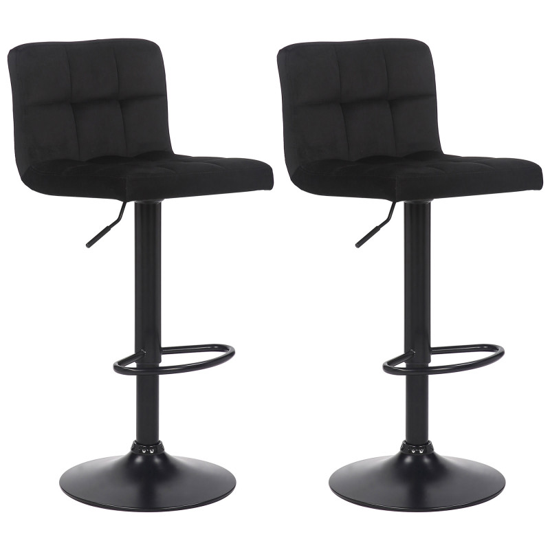 Lot de 2 tabourets de bar en velours Feni noir