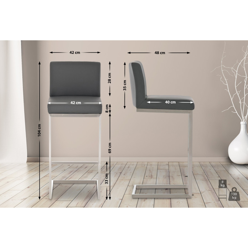 Tabouret de bar Paros gris