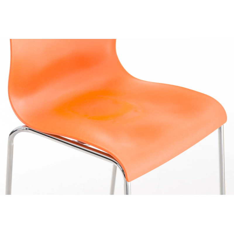 Tabouret de bar chromé Hoover avec cadre à 4 pieds orange