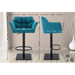 Tabouret de bar Damaso B tissu turquoise