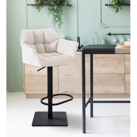 Tabouret de bar Damaso B en tissu blanc