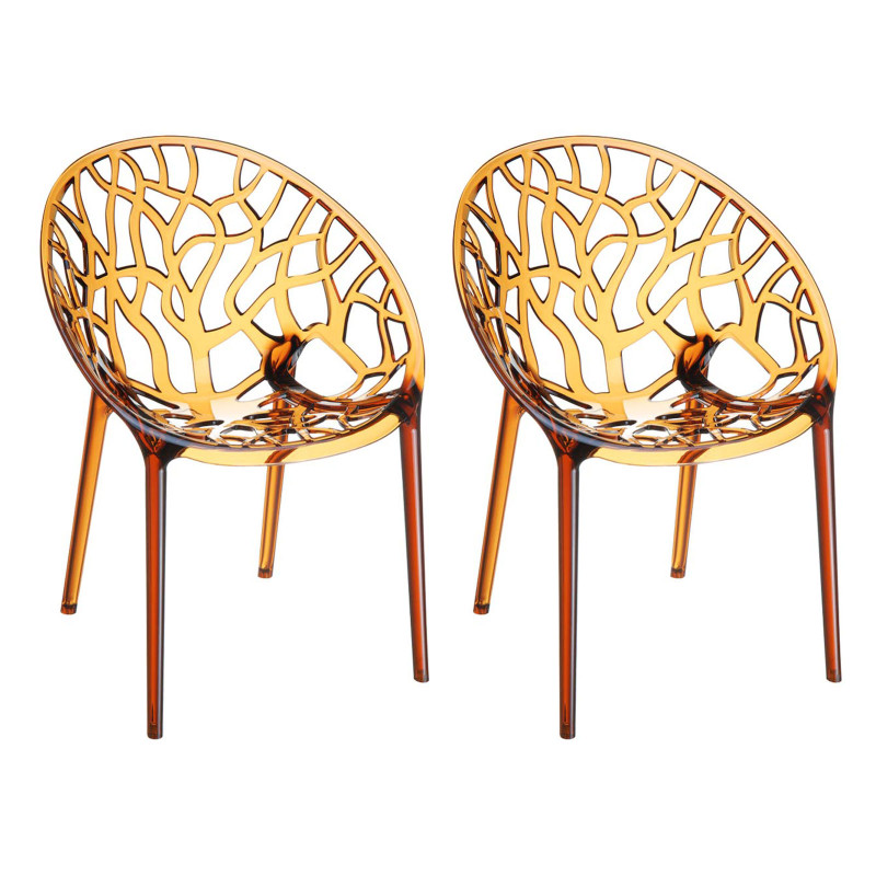 Lot de 2 chaises empilables CRYSTAL ambre