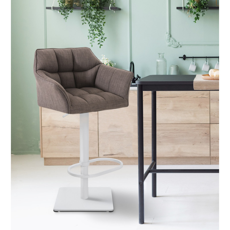 Tabouret de bar Damaso W en tissu gris