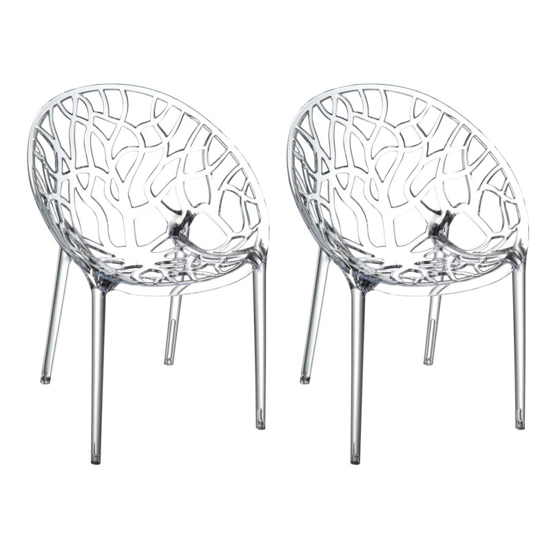 LOT de 2 chaises empilables CRYSTAL transparentes