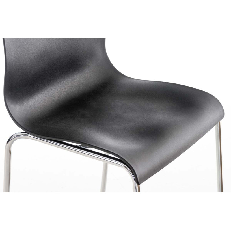 Tabouret de bar chromé Hoover avec cadre noir à 4 pieds