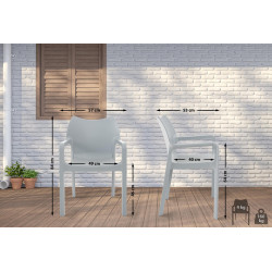 Lot de 2 chaises empilables DIVA gris clair