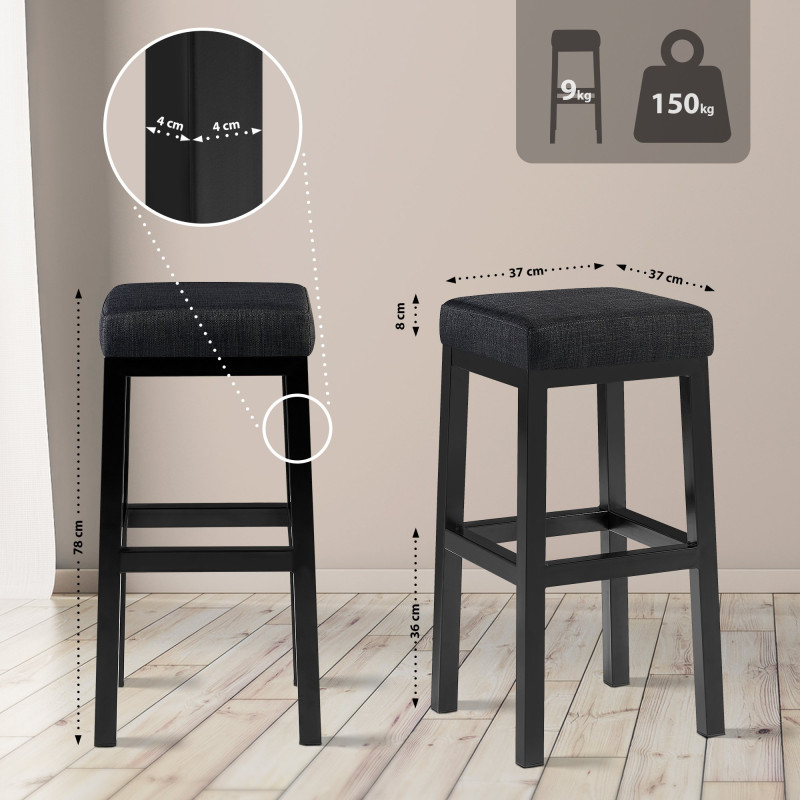 Tabouret de bar Taylor B80 en tissu gris foncé