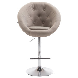 Tabouret de bar London V2 tissu chromé taupe