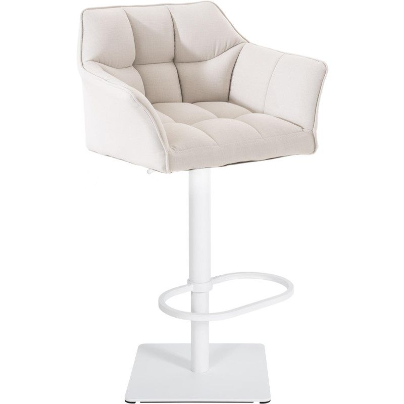 Tabouret de bar Damaso W en tissu blanc