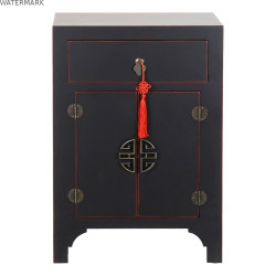 Table de Nuit DKD Home Decor Sapin Rouge Noir Bois MDF 45 x 34 x 66 cm