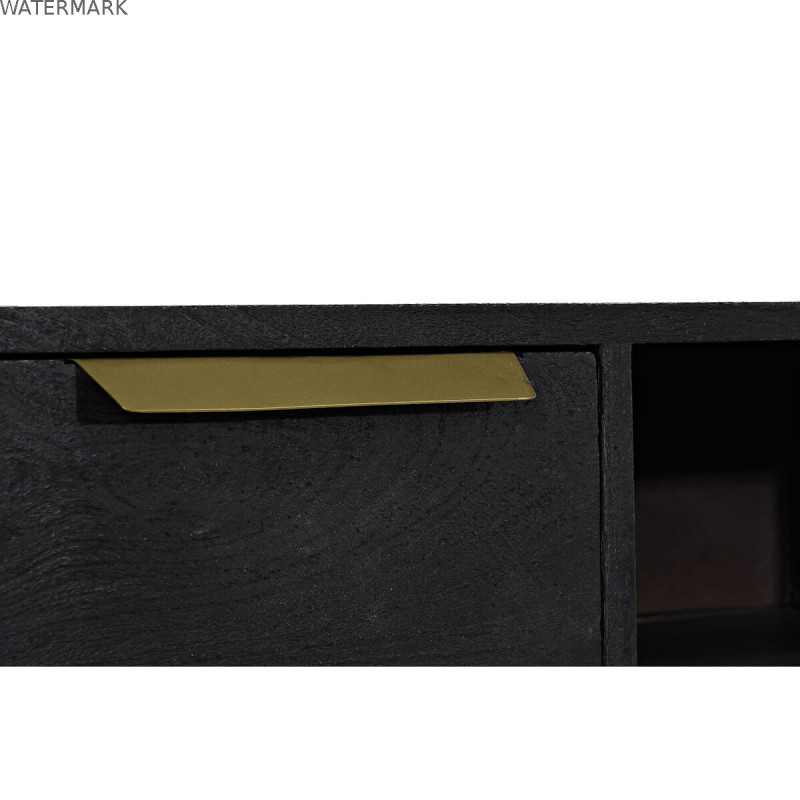 Meubles de télévision DKD Home Decor Noir Métal Doré Bois de manguier (147 x 40 x 51 cm)