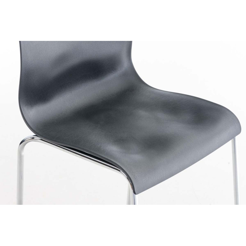 Tabouret de bar chromé Hoover avec cadre à 4 pieds et dossier gris