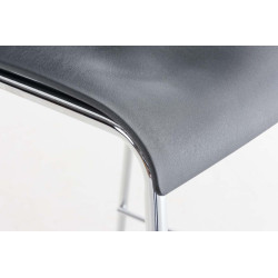 Tabouret de bar chromé Hoover avec cadre à 4 pieds et dossier gris