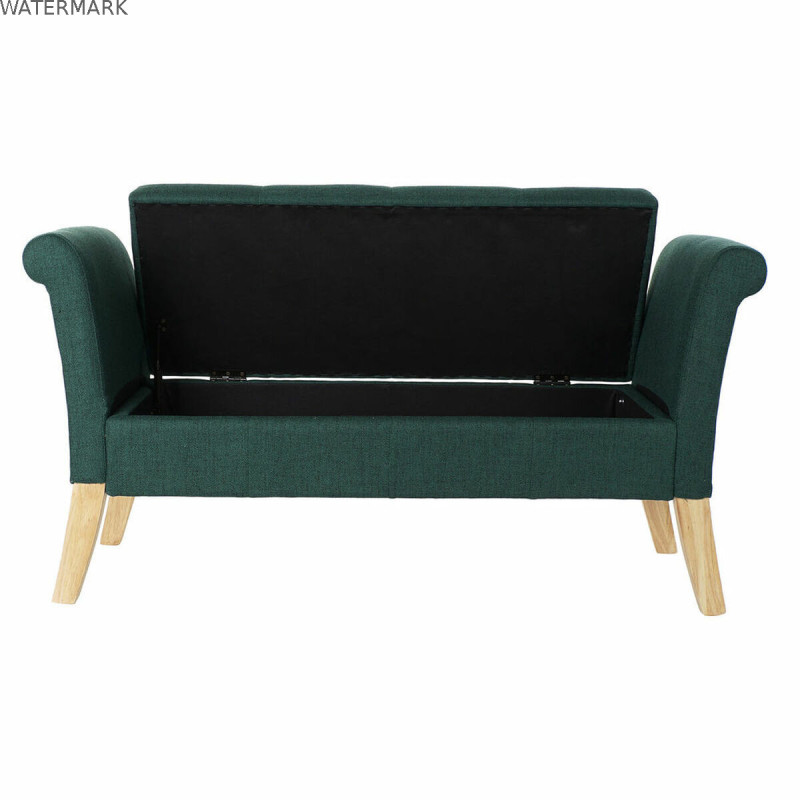 Banquette DKD Home Decor 8424001795512 Naturel Bois Polyester Vert (130 x 44 x 69 cm)
