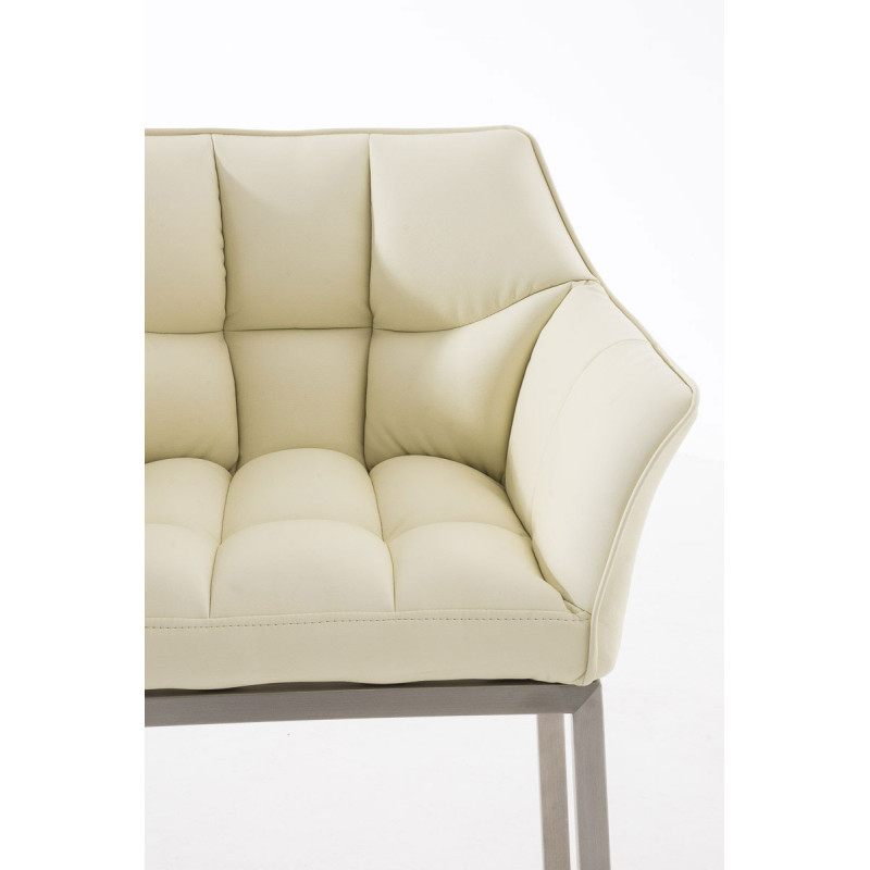 Tabouret de bar Damaso E avec piètement à 4 pieds crème