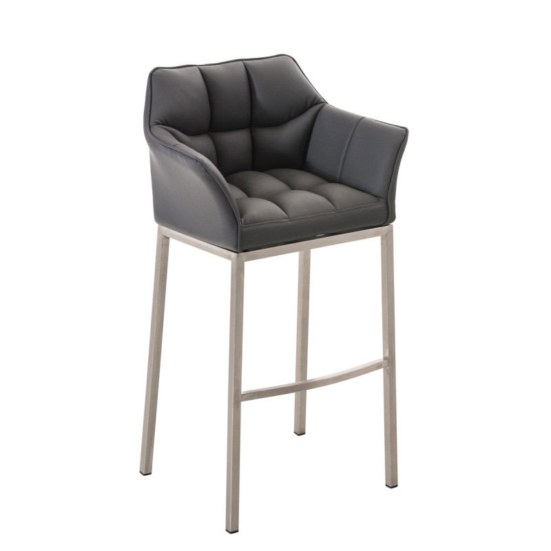 Tabouret de bar Damaso E avec structure à 4 pieds gris