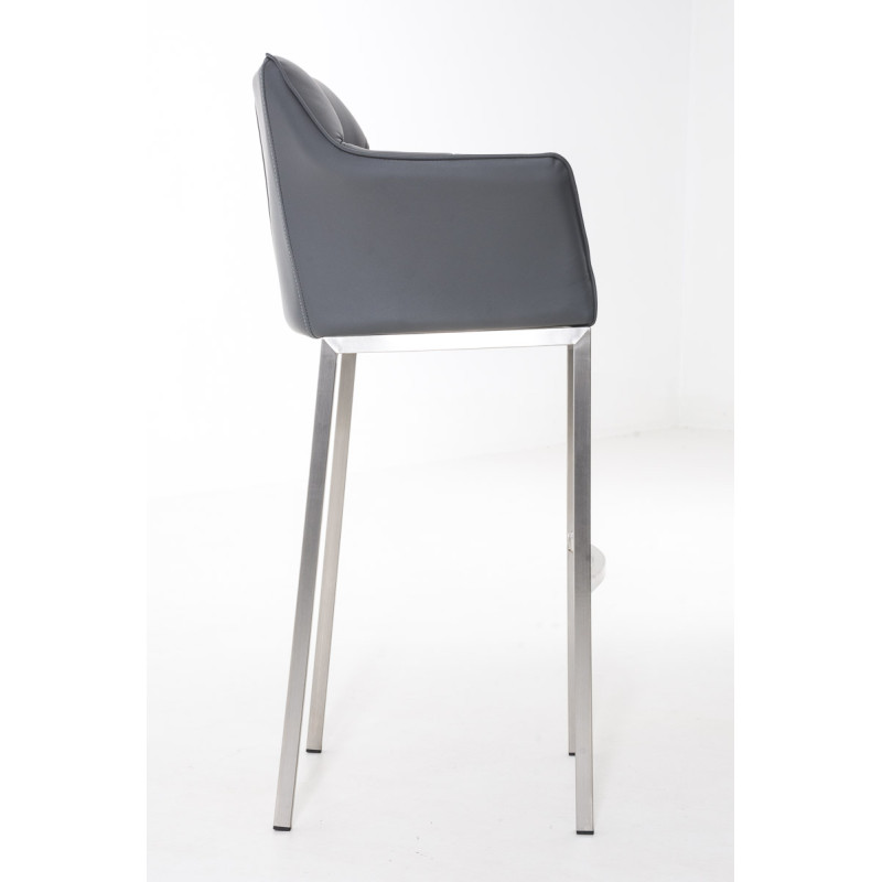 Tabouret de bar Damaso E avec structure à 4 pieds gris