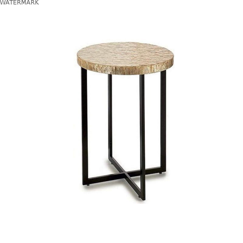 Table d'appoint Beige Doré Métal Blanc Nacre noire 45 x 62 x 45	 cm