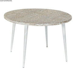 Table d'appoint DKD Home Decor 8424001820115 75 x 75 x 50 cm Doré Métal Blanc Bois de manguier (75 x 75 x 50 cm)