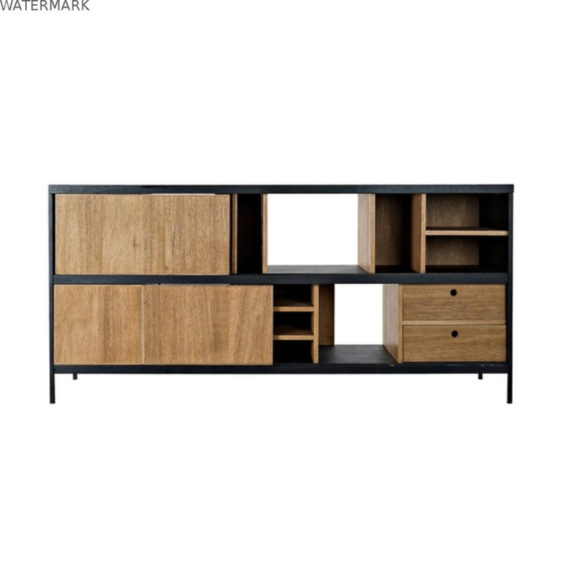 Buffet DKD Home Decor Alvin Noir Naturel Fer Frêne 160 x 40 x 75 cm