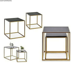 Jeu de 2 tables Noir Doré 50 x 50 x 50 cm