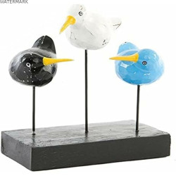 Figurine Décorative DKD Home Decor Bois Métal Oiseaux Kiwi méditerranéen