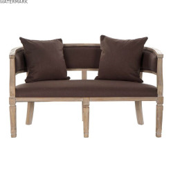 Canapé DKD Home Decor Marron Lin Bois d'hévéa Traditionnel (122 x 69 x 72 cm)