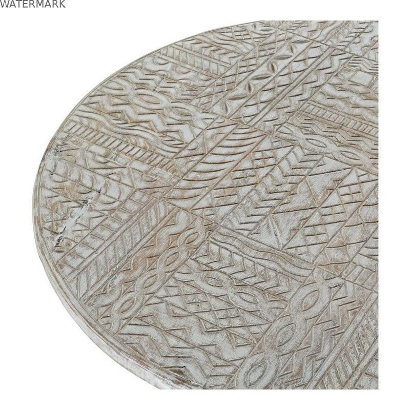 Table d'appoint DKD Home Decor 8424001820115 75 x 75 x 50 cm Doré Métal Blanc Bois de manguier (75 x 75 x 50 cm)
