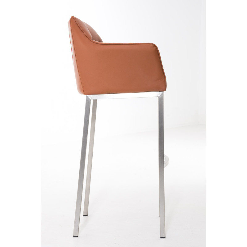 Tabouret de bar Damaso E avec piètement à 4 pieds brun clair