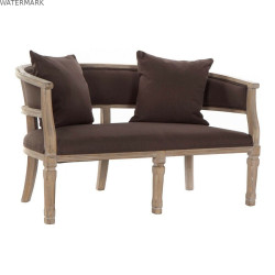 Canapé DKD Home Decor Marron Lin Bois d'hévéa Traditionnel (122 x 69 x 72 cm)