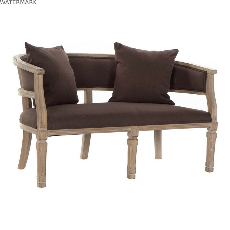 Canapé DKD Home Decor Marron Lin Bois d'hévéa Traditionnel (122 x 69 x 72 cm)