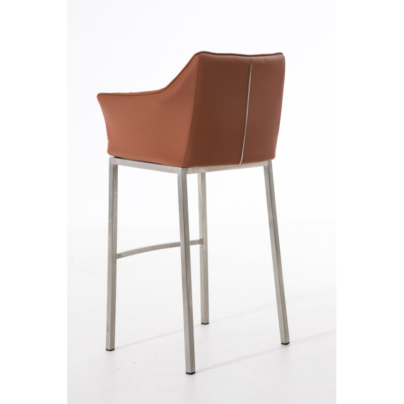 Tabouret de bar Damaso E avec piètement à 4 pieds brun clair