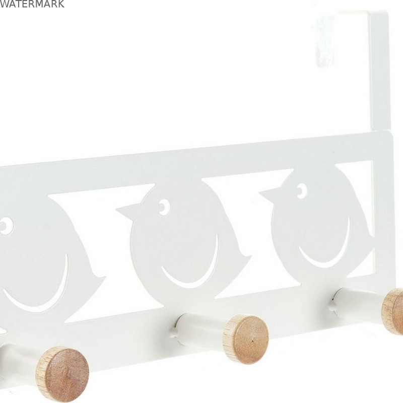 Porte-manteaux pour portes DKD Home Decor 8424001835553 Oiseaux Blanc Noir Métal Bois MDF 28,5 x 9,5 x 16 cm (2 Unités)