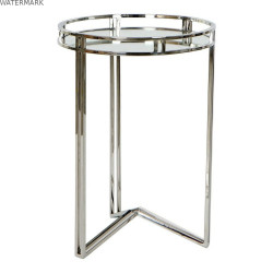 Table d'appoint DKD Home Decor Verre Acier Argenté (42 x 42 x 61 cm)