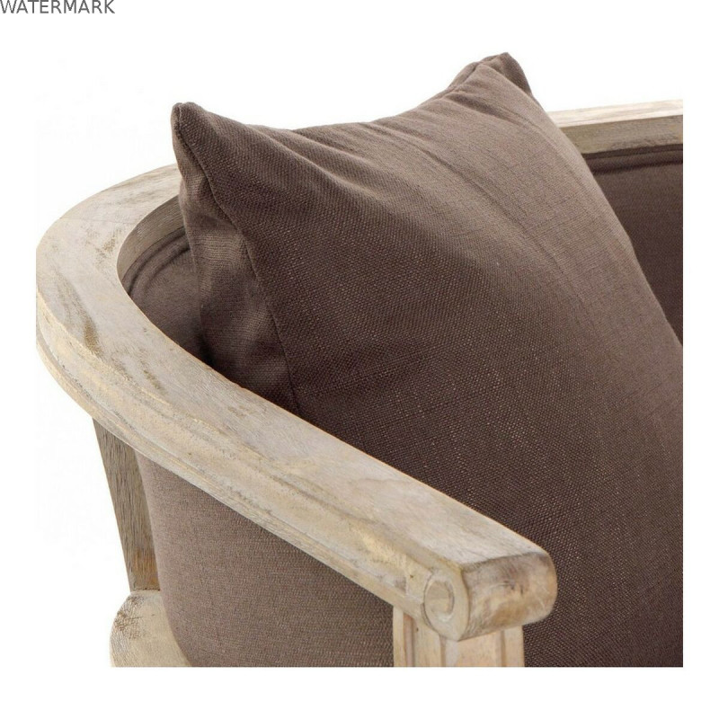 Canapé DKD Home Decor Marron Lin Bois d'hévéa Traditionnel (122 x 69 x 72 cm)