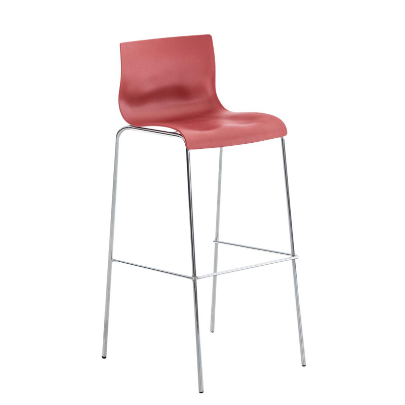 Tabouret de bar chromé Hoover avec cadre à 4 pieds en rouge