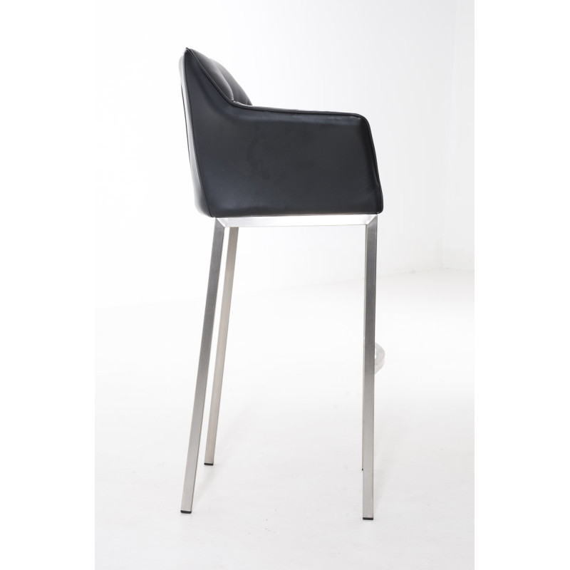 Tabouret de bar Damaso E avec piètement à 4 pieds noir