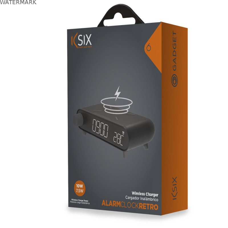 Réveil KSIX Chargement sans fil Noir