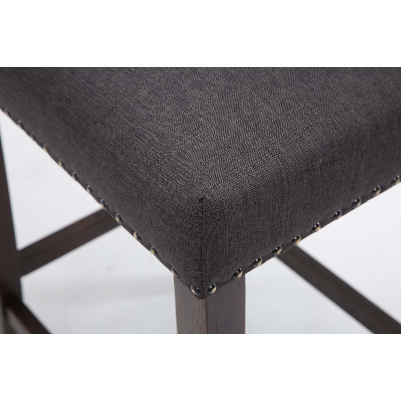 Tabouret de bar Louise en tissu gris foncé antique