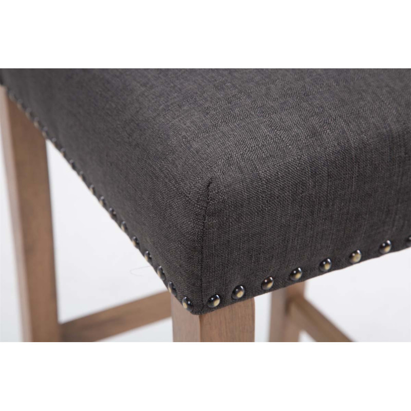Tabouret de bar Louise en tissu gris clair foncé antique
