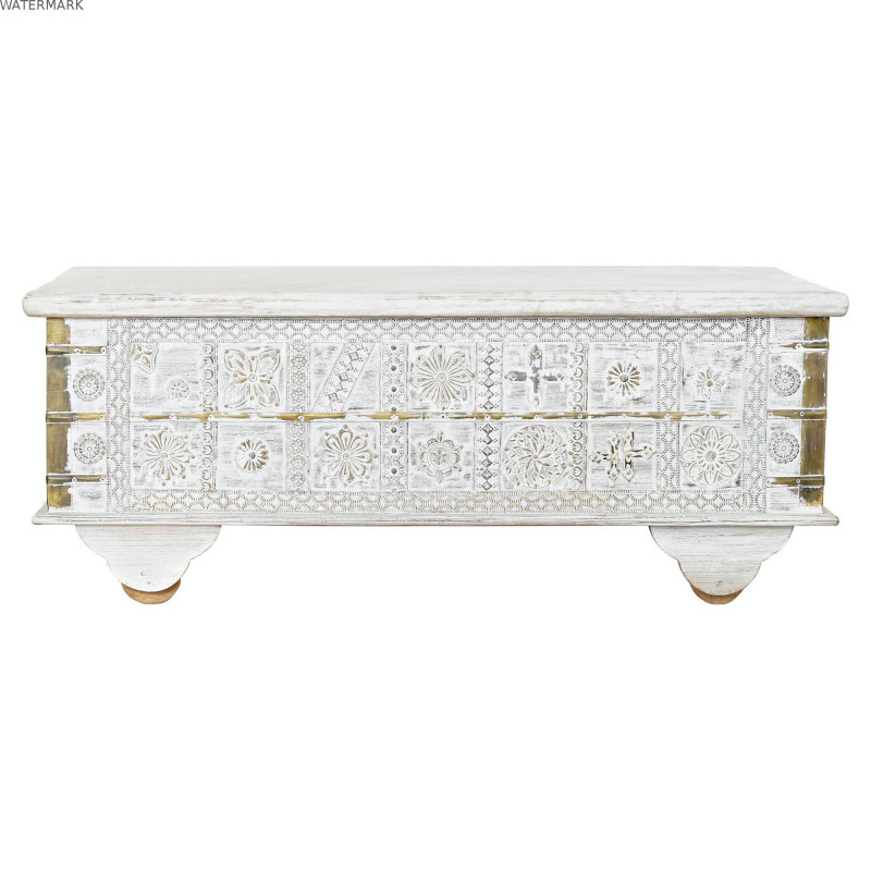 Table d'appoint DKD Home Decor MB-182010 Blanc Doré Métal Bois de manguier 115 x 60 x 45 cm Table d'appoint DKD Home Decor MB-182010 Blanc Doré Métal Bois de manguier 115 x 60 x 45 cm